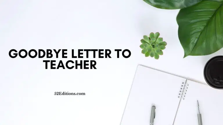 Goodbye Letter to Teacher