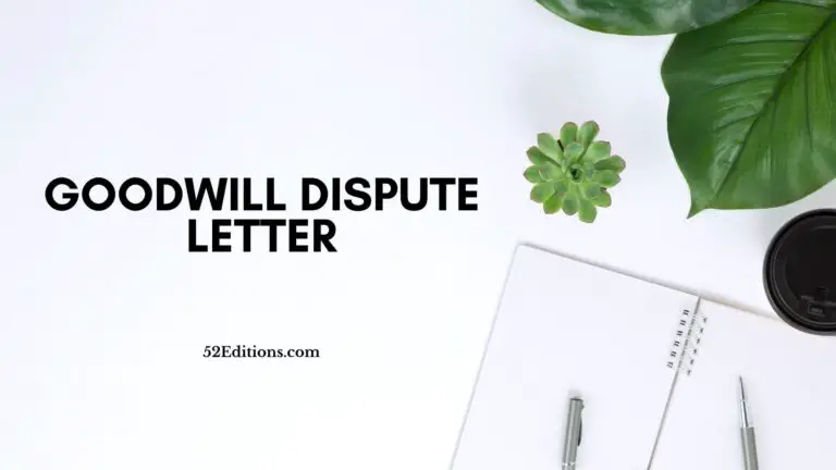 Goodwill Dispute Letter