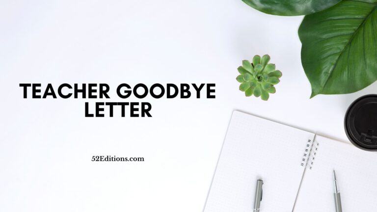 Teacher Goodbye Letter