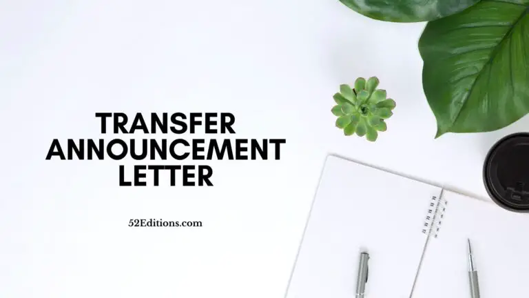 Transfer Announcement Letter
