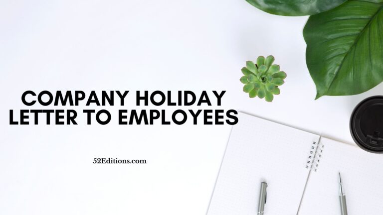 Company Holiday Letter to Employees