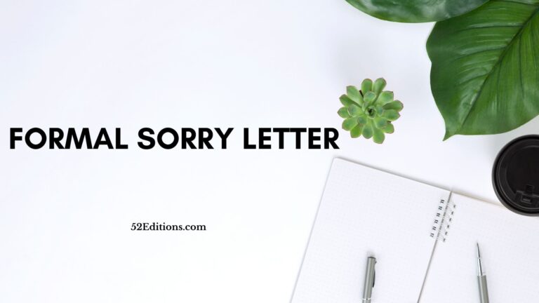 Formal Sorry Letter