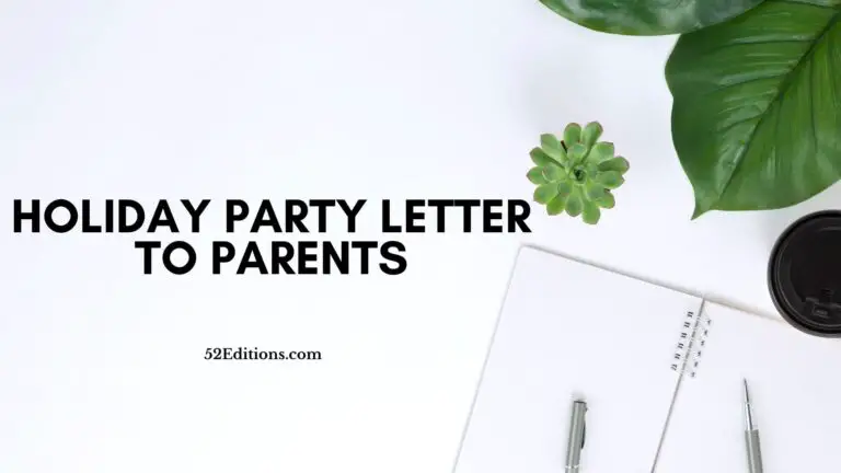 Holiday Party Letter to Parents