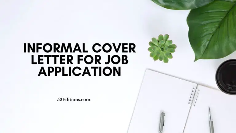 Informal Cover Letter for Job Application