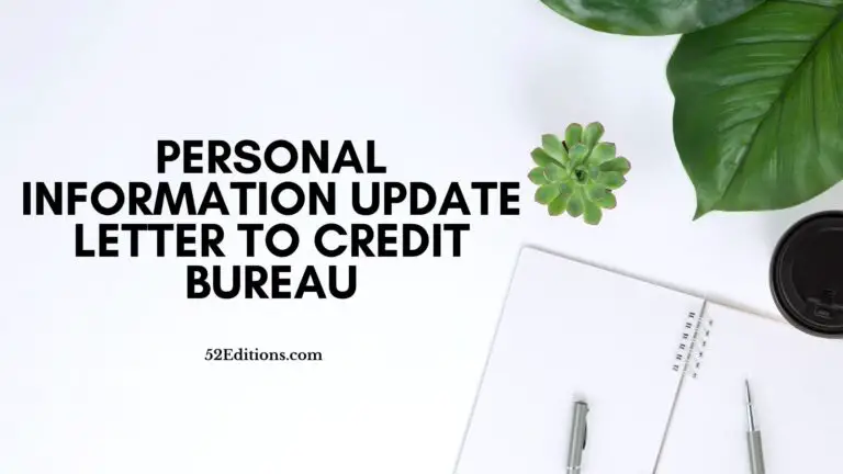 Personal Information Update Letter to Credit Bureau